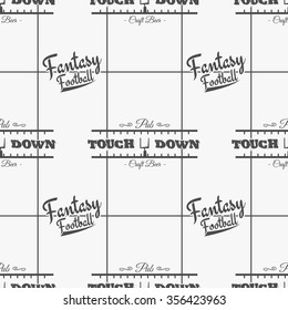 American football pub pattern. Usa sports seamless background. Sport wallpaper with goal in monochrome design. Vector soccer equipment graphic. Typography, classic hand drawn style