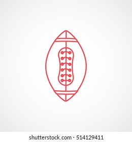 American Football Red Line Icon On White Background