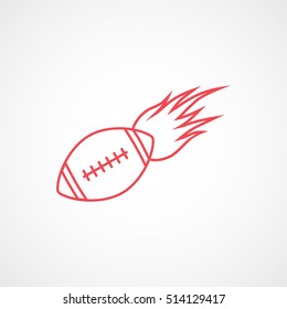 American Football Red Line Icon On White Background