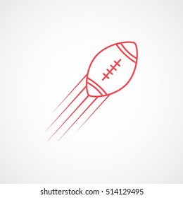 American Football Red Line Icon On White Background