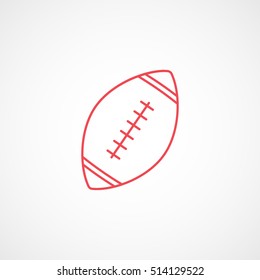 American Football Red Line Icon On White Background