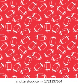 American Football red seamless pattern for template, clip art,  wallpaper, background, fabric etc