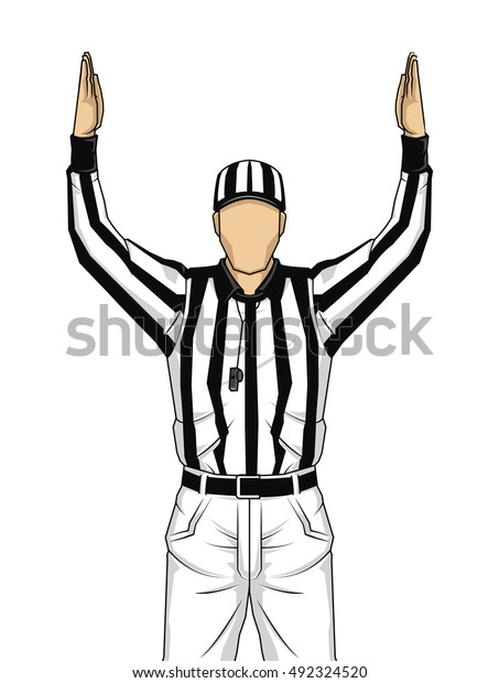 American football referee with both hands up as\
a touchdown vector on\
isolated