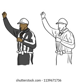  American football referee with hand gesture vector illustration sketch doodle hand drawn with black lines isolated on white background