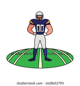 american football referee with his hand up on stadium grass vector illustration design