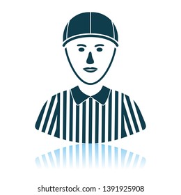 Ícone do árbitro de futebol americano. Projeto de Reflexão de Sombra. Ilustração de vetor.