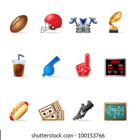 American Football related icons. Transparent shadows placed on layer beneath.