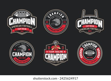 American football retro logo vector collection. American football logos bundle. American football league labels, emblems and design elements