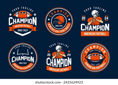 American football retro logo vector collection. American football logos bundle. American football league labels, emblems and design elements