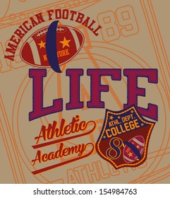american football retro style vector art