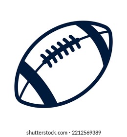 American football or rugby ball with black bold outlines for logo. Vector illustration icon isolated on white background.