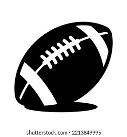 Fútbol americano o pelota de rugby con contornos negros en negrita y sombra para el logo. Icono de ilustración de vector aislado en fondo blanco.