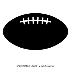 Pelota de rugby de fútbol americano - ilustración del símbolo de la silueta del Vector blanco y negro, aislado en el fondo blanco