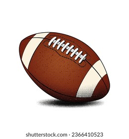 American Football or Rugby ball in comic style.  Vector on transparent background