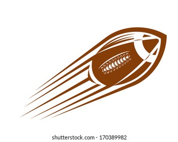 American football or rugby ball flying through the air  at great speed leaving a motion trail, also as a logo idea. Bitmap (jpeg) version also available in gallery