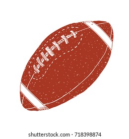 American football, rugby ball hand drawn grunge textured sketch, vector illustration isolated on white background