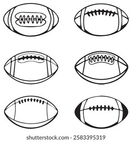 American Football, Rugby Ball, and Football Silhouette Set