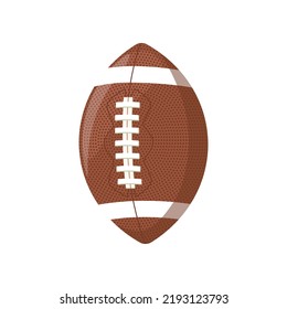 American Football Rugby Brown Ball Flat Vector Illustration. Isolated Sport Gear Icon Element