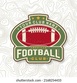 American football or rugby club embroidery patch. Vector. Concept for shirt, logo, print, stamp, tee, patch. Vintage typography design with american football ball silhouette