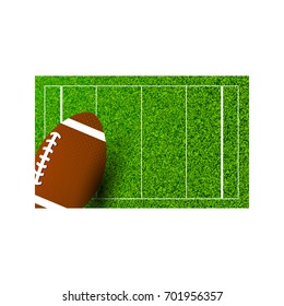 American football Rugby on field of stadium. Vector illustration.