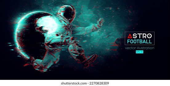 American football, rugby player astronaut in space action and planets on the background of the space. Vector