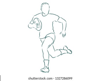 American football Rugby player contour, vector