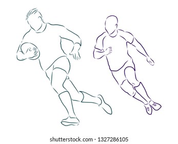 American football Rugby player contour, vector