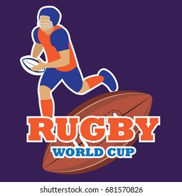 american football / rugby poster for the world cup, tournament, league event. vector illustration