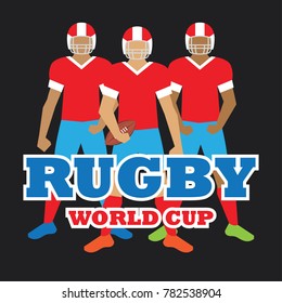 american football / rugby poster for the world cup, tournament, league event. vector illustration