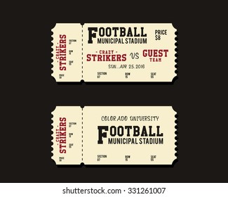 American Football, Rugby or Soccer Ticket Card Retro design. University championship game. Vintage stylish design. Vector illustration