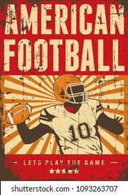 American Football Rugby Sport Retro Pop Art Poster Signage