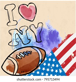 American Football and rugby sports. Vector In the style of grunge