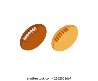 Fútbol americano y rugby Vector Emoji Set Illustrations. Fútbol americano y emoticonos de rugby