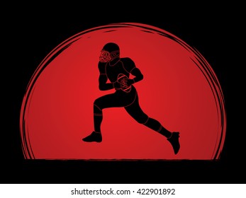 American football running designed on sunset background graphic vector