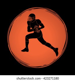 American football running designed on grunge circle background graphic vector