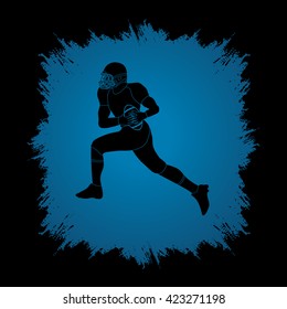 American football running designed on grunge frame background graphic vector