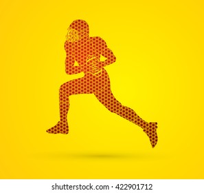 American football running designed using hexagons pattern graphic vector