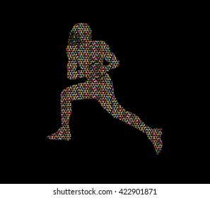 American football running designed using mosaic pattern graphic vector