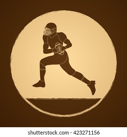 American football running graphic vector