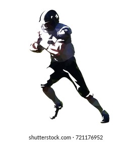 American football, running player with ball. Abstract geometric silhouette
