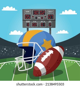 american football scene with helmet