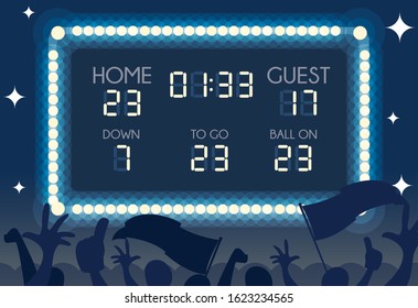 american football scoreboard , home and guest vector illustration design