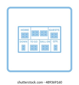 American football scoreboard icon. Blue frame design. Vector illustration.