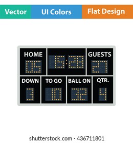 American football scoreboard icon. Flat color design. Vector illustration.