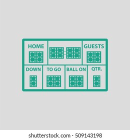 American football scoreboard icon. Gray background with green. Vector illustration.