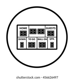 American football scoreboard icon. Thin circle design. Vector illustration.
