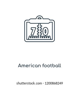 American football scores numbers concept line icon. Linear American football scores numbers concept outline symbol design. This simple element illustration can be used for web and mobile UI/UX.