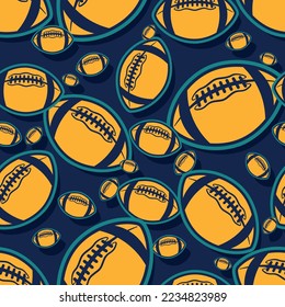 American football Seamless pattern vector art image. Rugby balls repeating tile background wallpaper texture design.