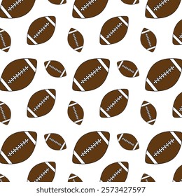 American football seamless pattern.Balls repeat pattern isolated on white background.Recreation sport game.