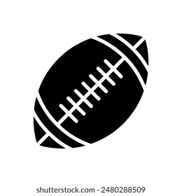 American football set icon. Brown oval ball, white stripes, black outline, sports equipment, game, competition, recreation, team sport.